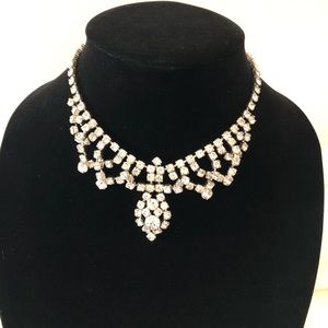 Vintage Gale rhinestone necklace, bridal necklace